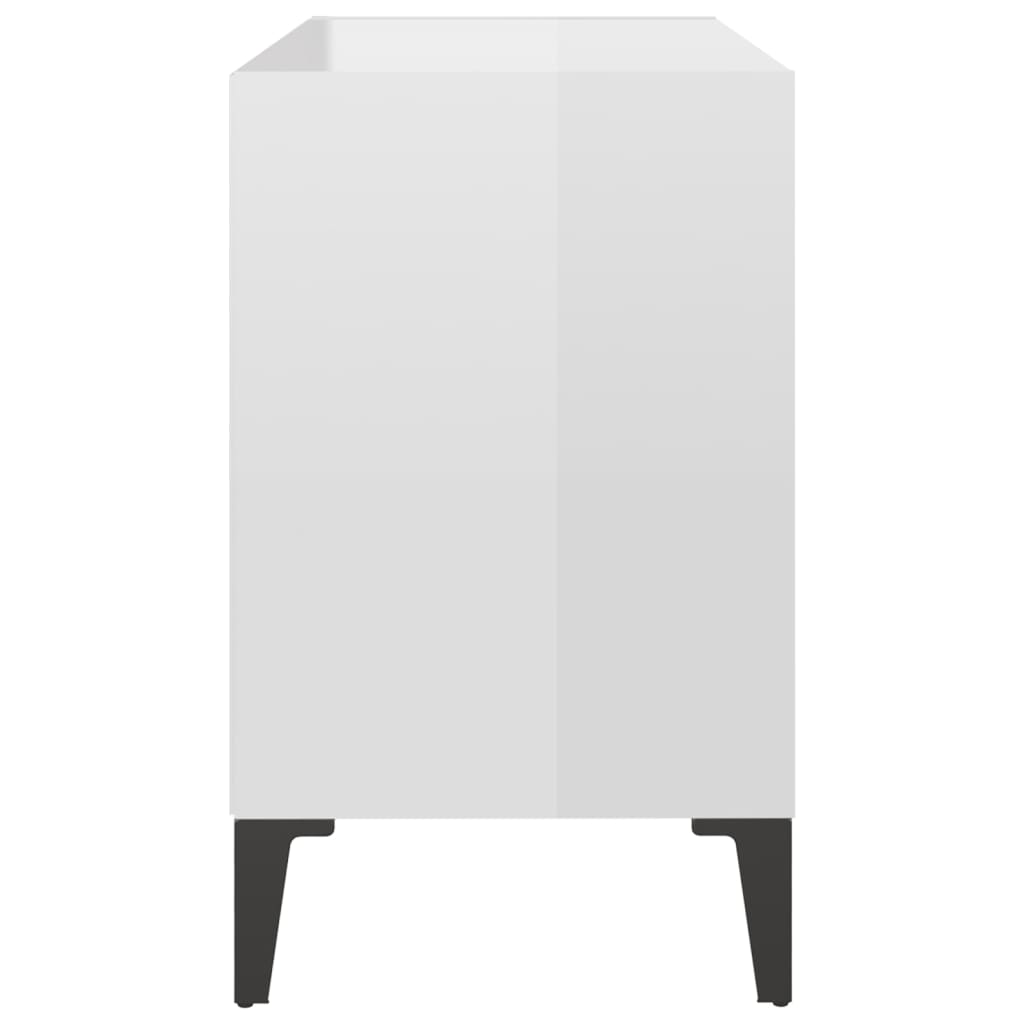 vidaXL Szafka TV z metalowymi nóżkami, biała, połysk, 69,5x30x50 cm