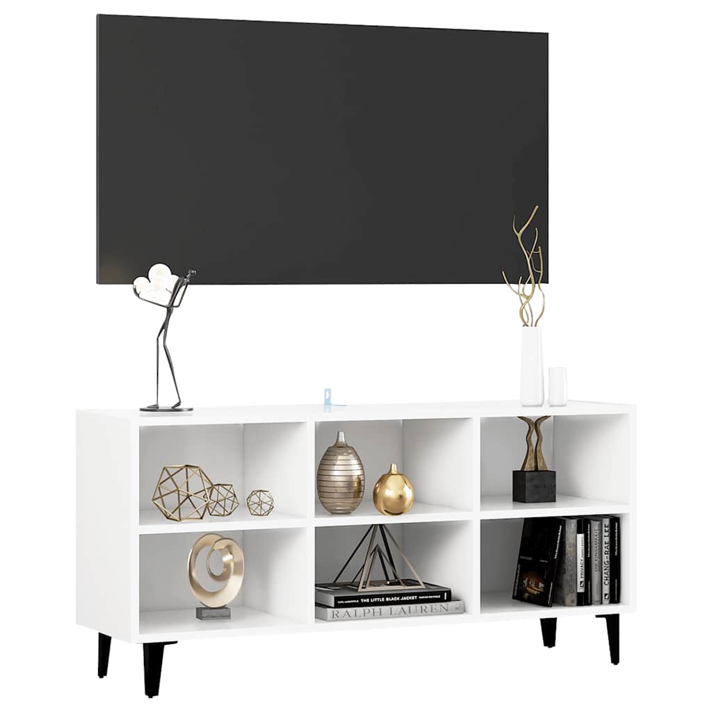 vidaXL Szafka TV, metalowe nóżki, biel, 103,5x30x50 cm