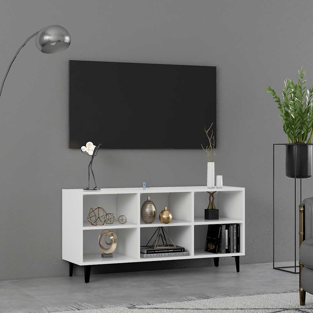 vidaXL Szafka TV, metalowe nóżki, biel, 103,5x30x50 cm