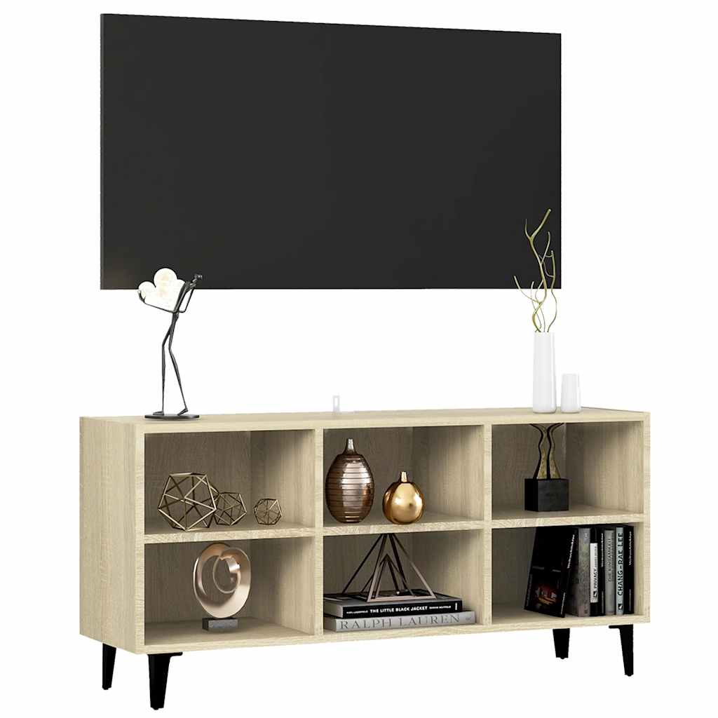 vidaXL Szafka TV, metalowe nóżki, dąb sonoma, 103,5x30x50 cm