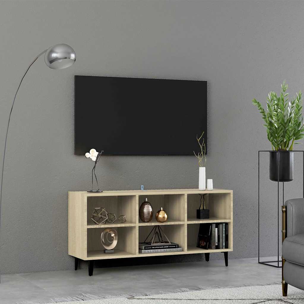 vidaXL Szafka TV, metalowe nóżki, dąb sonoma, 103,5x30x50 cm