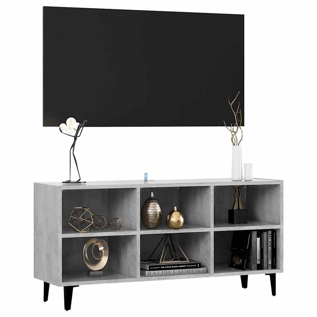 vidaXL Szafka TV, metalowe nóżki, szarość betonu, 103,5x30x50 cm