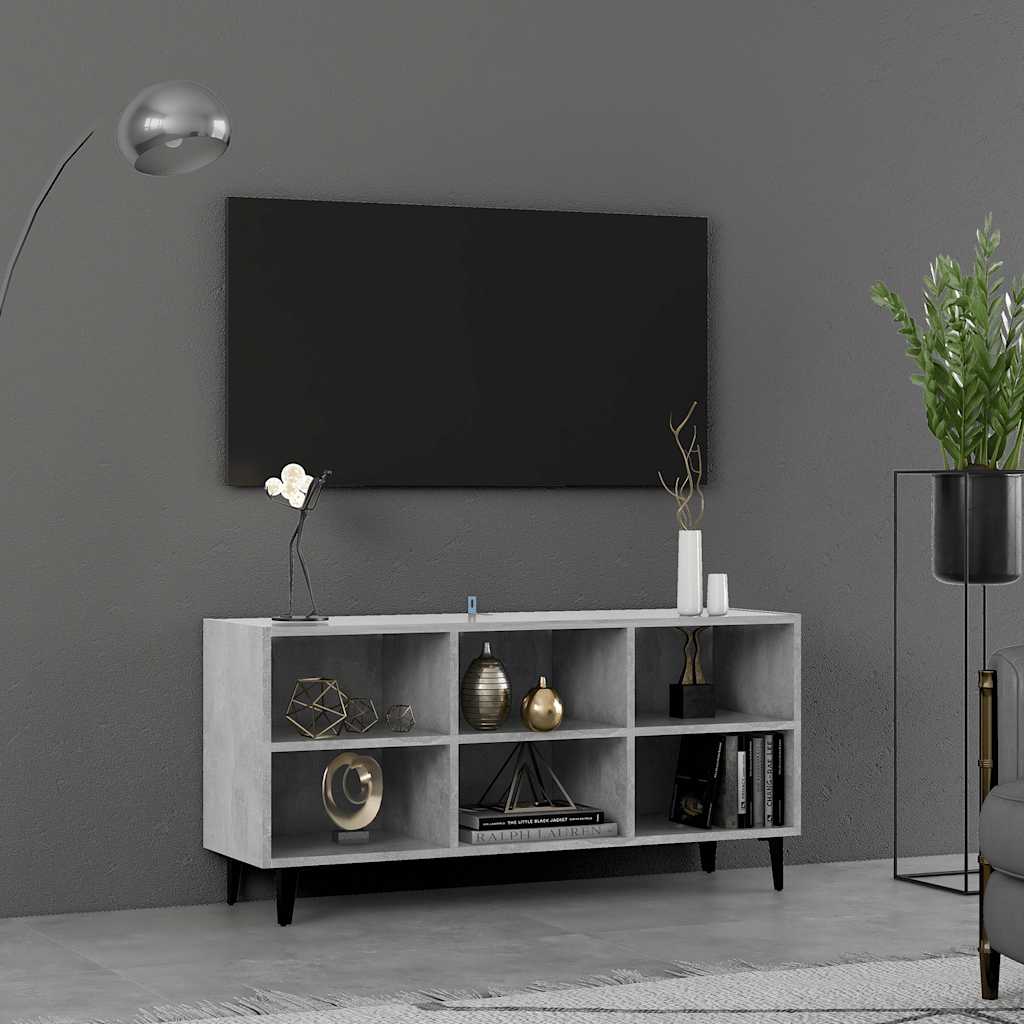 vidaXL Szafka TV, metalowe nóżki, szarość betonu, 103,5x30x50 cm