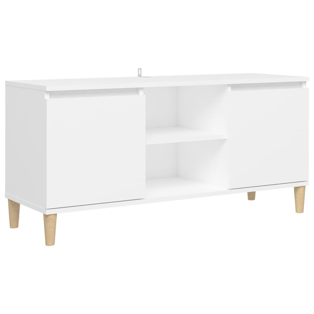 vidaXL Szafka TV z drewnianymi nóżkami, biała, 103,5x35x50 cm