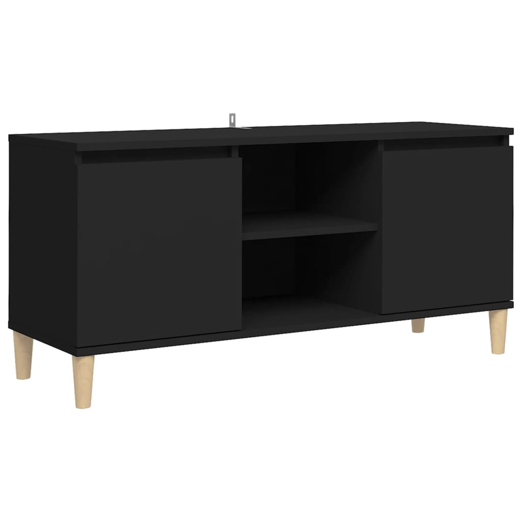 vidaXL Szafka TV z drewnianymi nóżkami, czarna, 103,5x35x50 cm