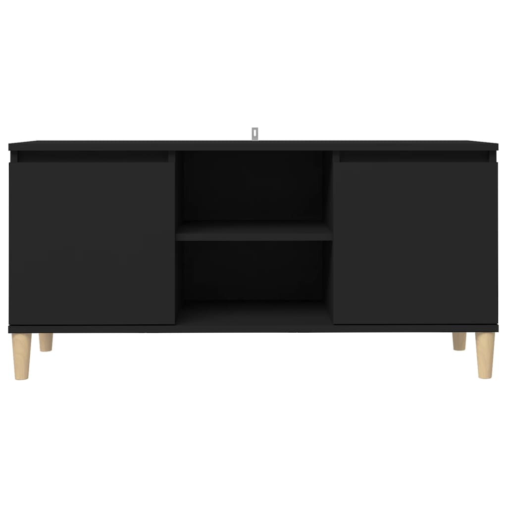 vidaXL Szafka TV z drewnianymi nóżkami, czarna, 103,5x35x50 cm