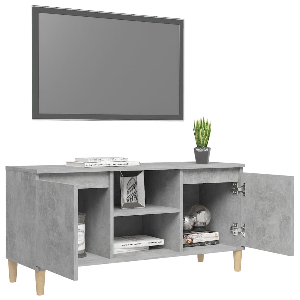 vidaXL Szafka TV z drewnianymi nóżkami, szarość betonu, 103,5x35x50 cm
