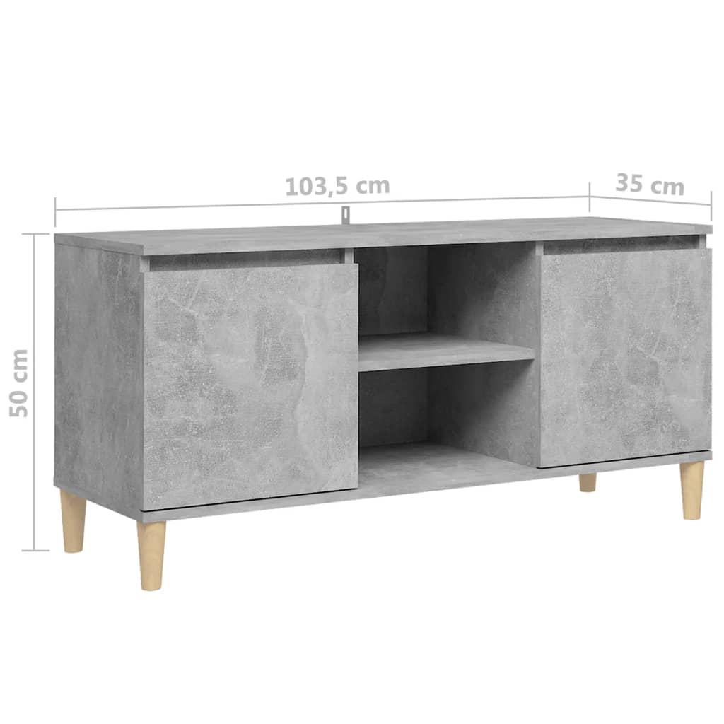 vidaXL Szafka TV z drewnianymi nóżkami, szarość betonu, 103,5x35x50 cm