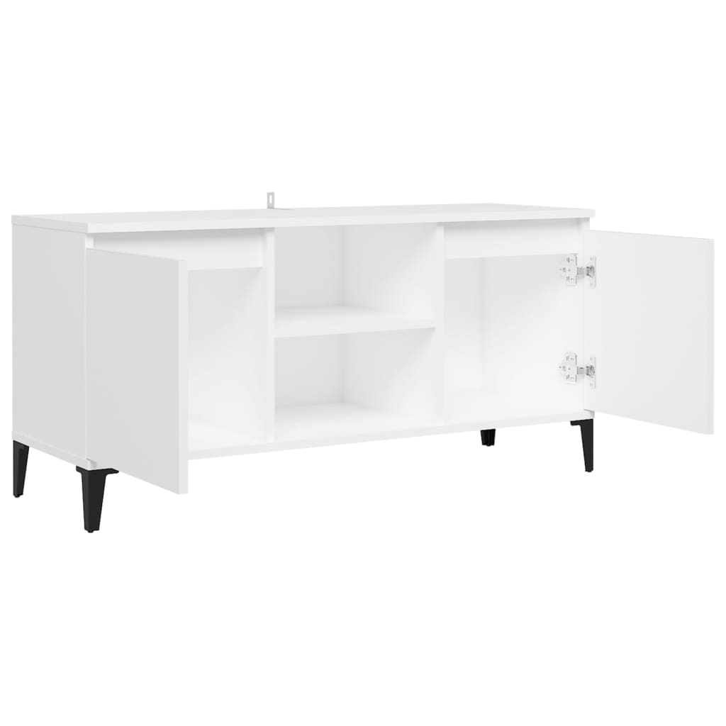vidaXL Szafka TV, metalowe nóżki, biała, 103,5x35x50 cm