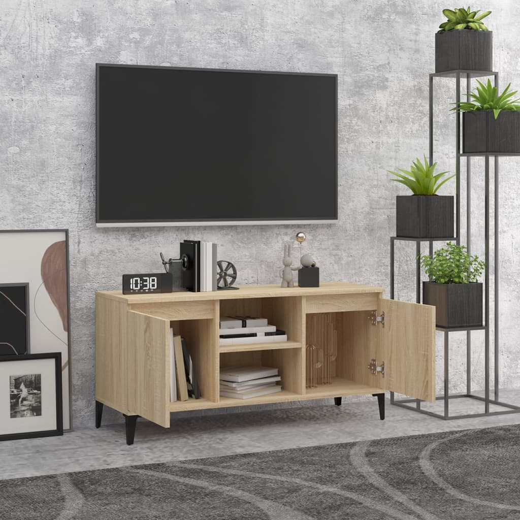 vidaXL Szafka TV, metalowe nóżki, dąb sonoma, 103,5x35x50 cm
