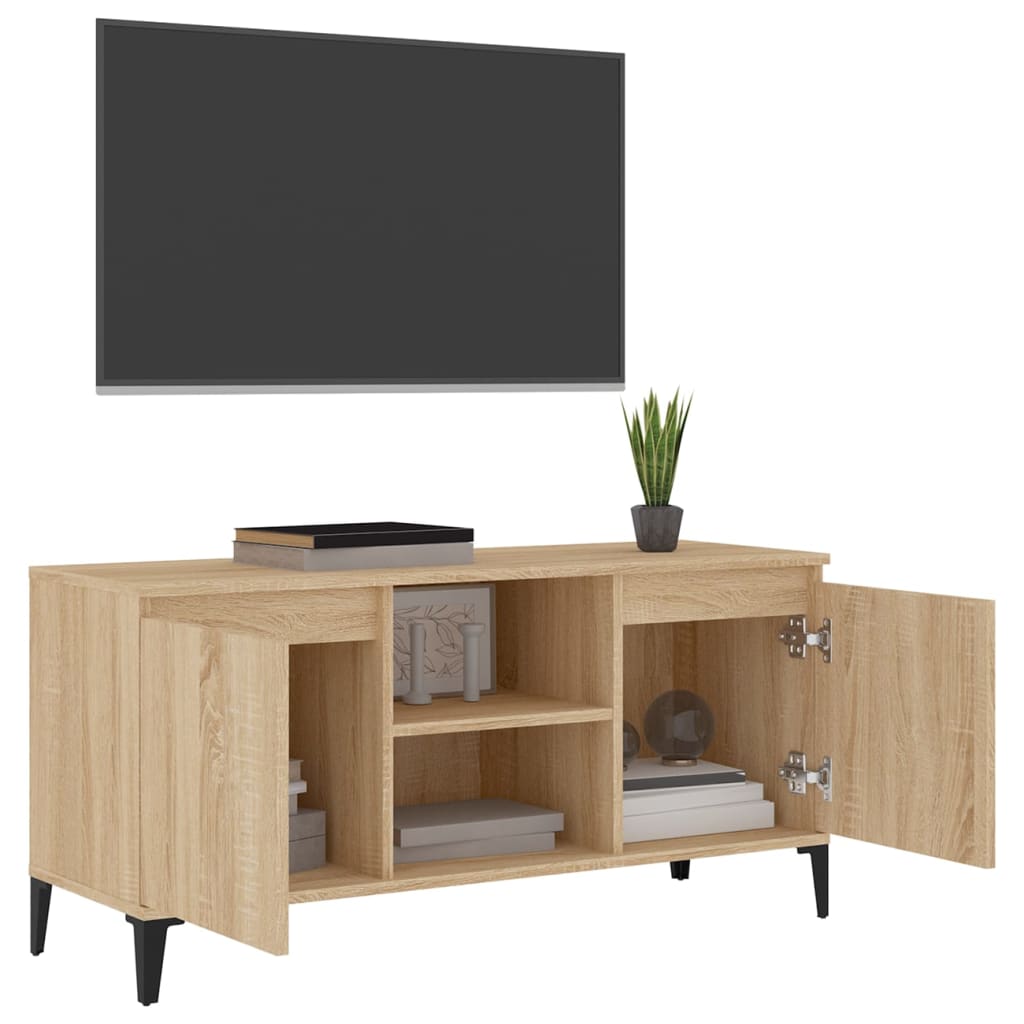 vidaXL Szafka TV, metalowe nóżki, dąb sonoma, 103,5x35x50 cm