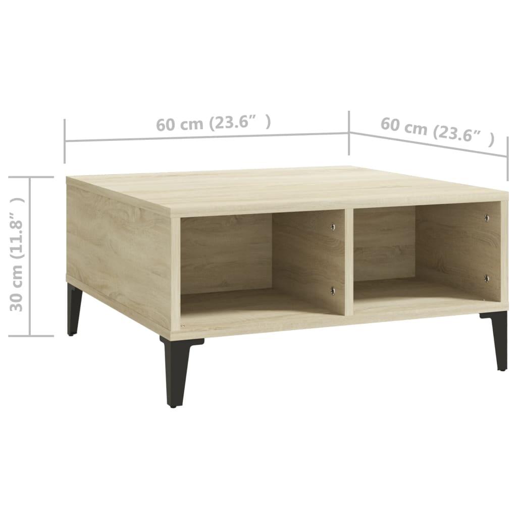 vidaXL Stolik kawowy, dąb sonoma, 60x60x30 cm, materiał drewnopochodny