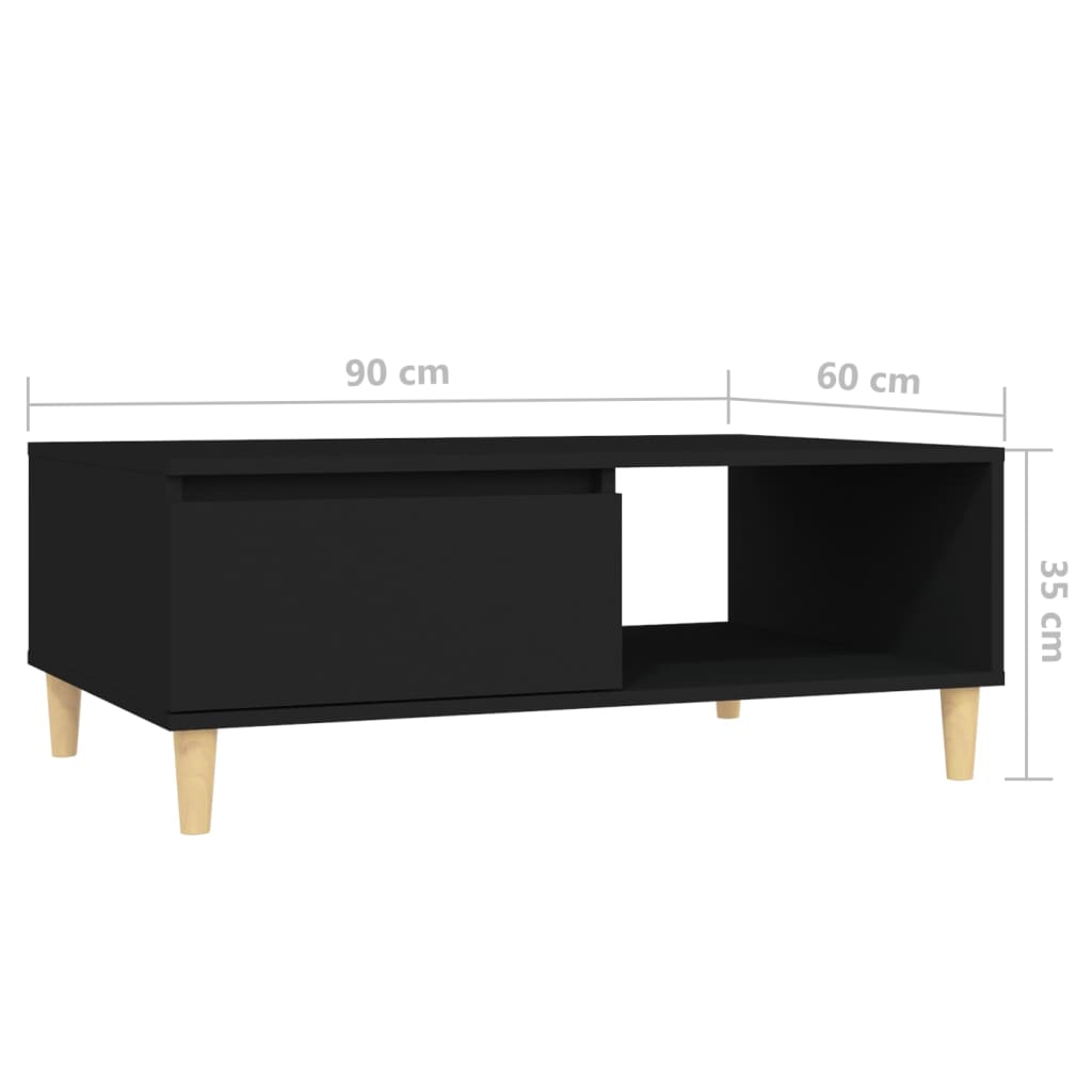vidaXL Stolik kawowy, czarny, 90x60x35 cm, materiał drewnopochodny
