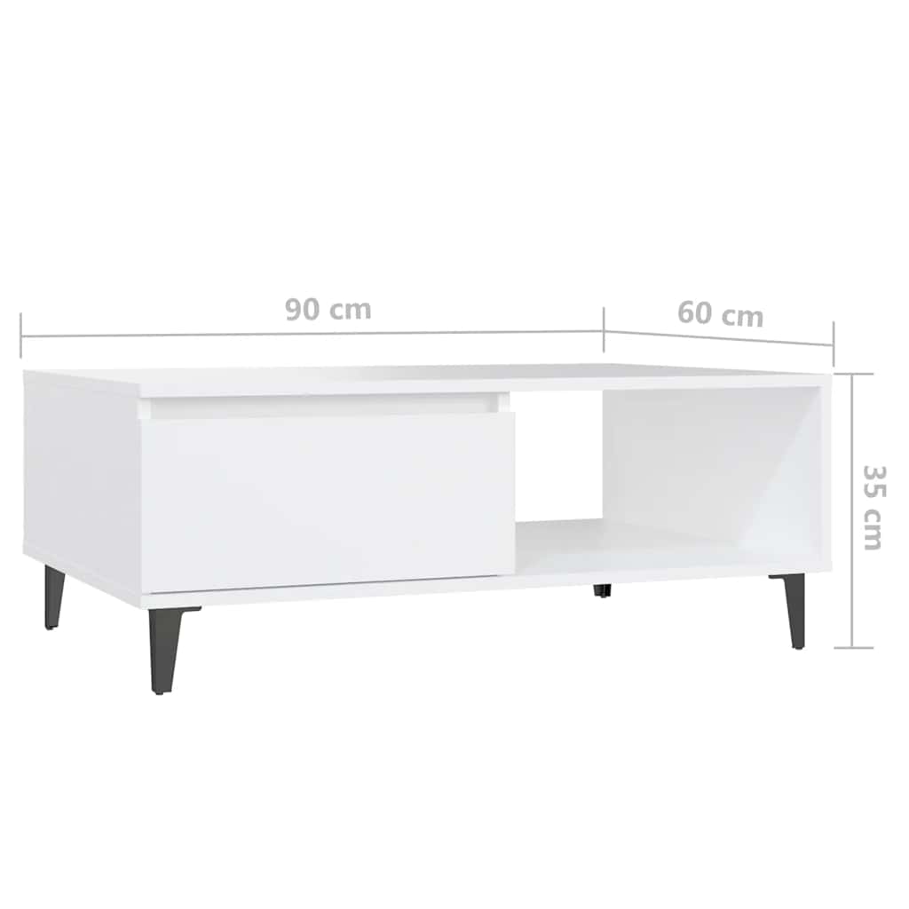 vidaXL Stolik kawowy, biały, 90x60x35 cm, materiał drewnopochodny