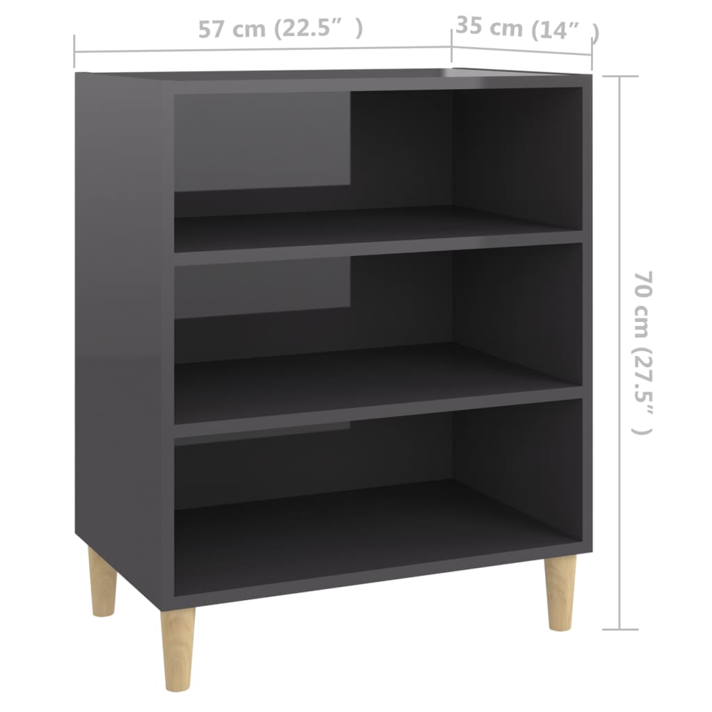 vidaXL Szafka na wysoki połysk, szara, 57x35x70 cm