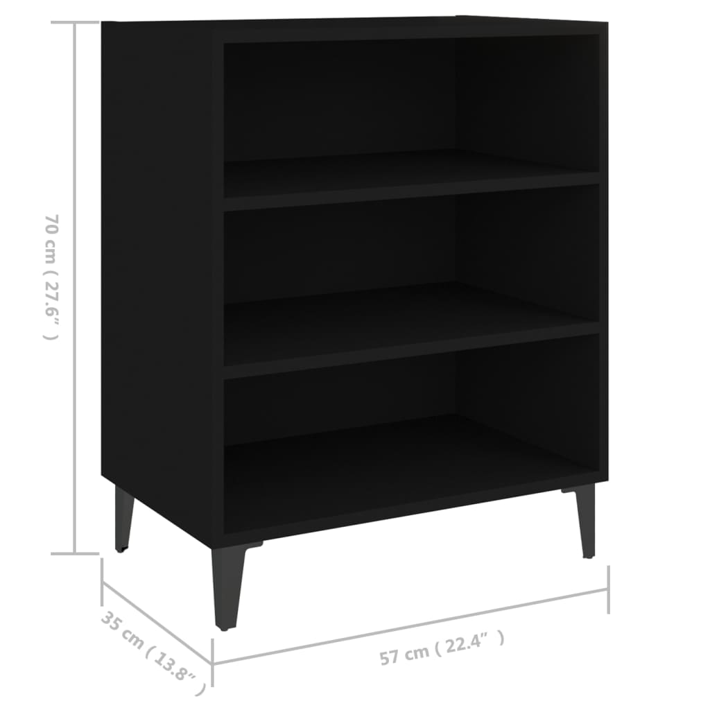 vidaXL Szafka, czarna, 57x35x70 cm, materiał drewnopochodny