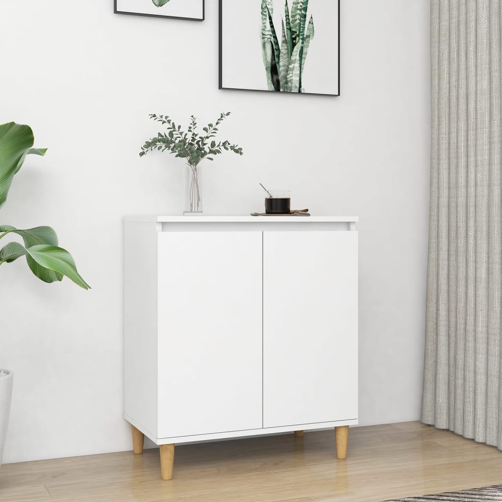 vidaXL Szafka z drewnianymi nóżkami, biała 60x35x70 cm