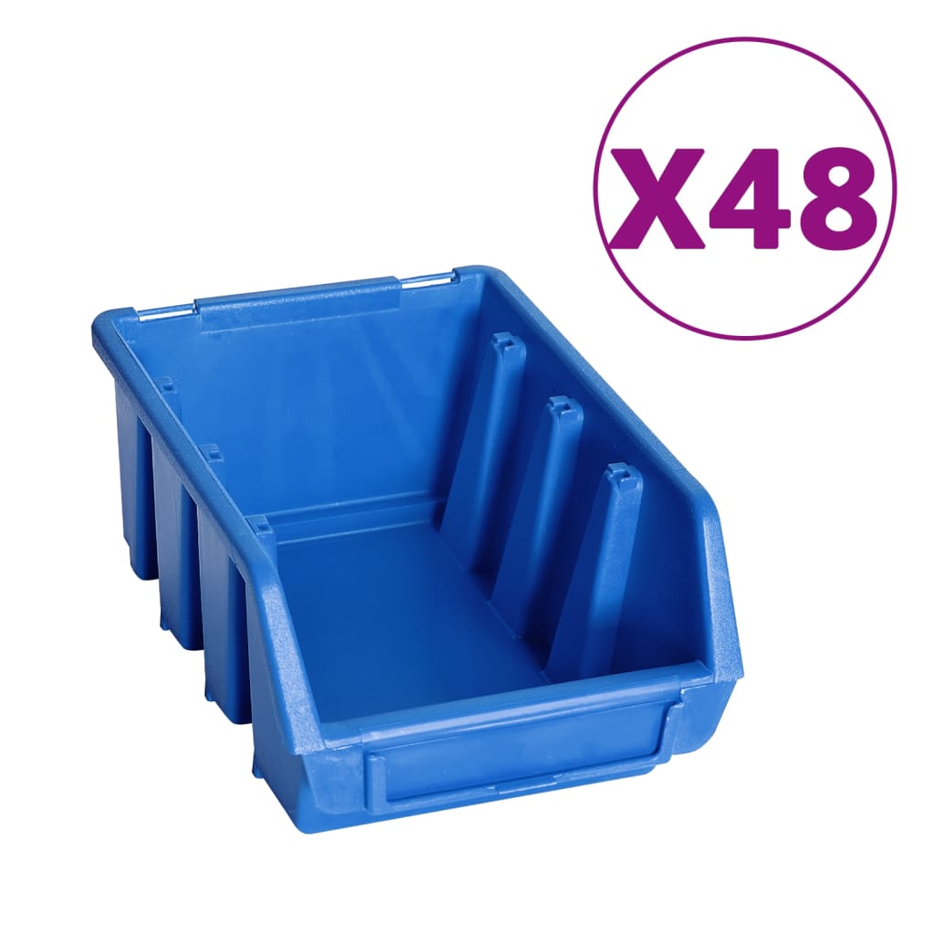 vidaXL 128-częściowy organizer na panelach ściennych, niebiesko-czarny