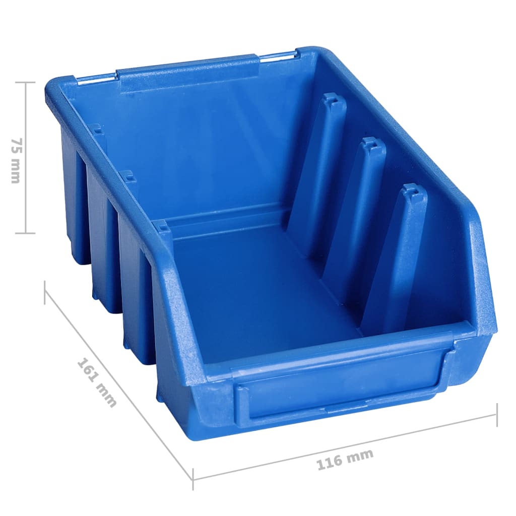 vidaXL 128-częściowy organizer na panelach ściennych, niebiesko-czarny