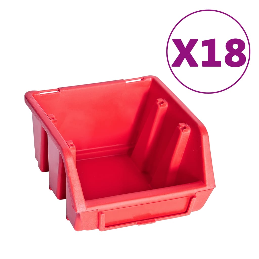 vidaXL 80-częściowy organizer na panelach ściennych, czerwono-czarny