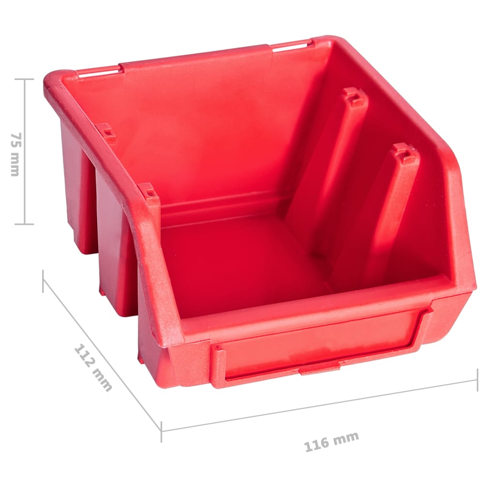 vidaXL 80-częściowy organizer na panelach ściennych, czerwono-czarny