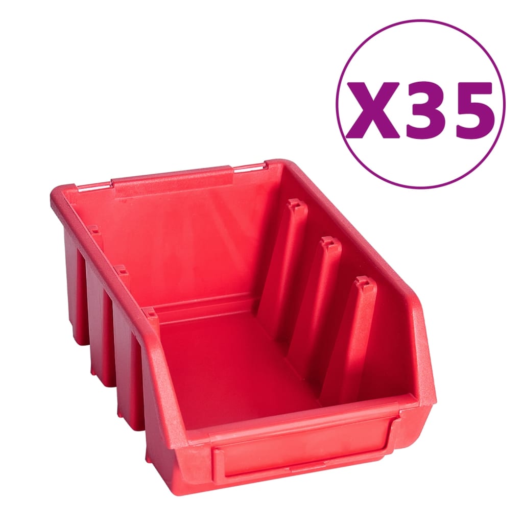 vidaXL 141-częściowy organizer na panelach ściennych, czerwono-czarny