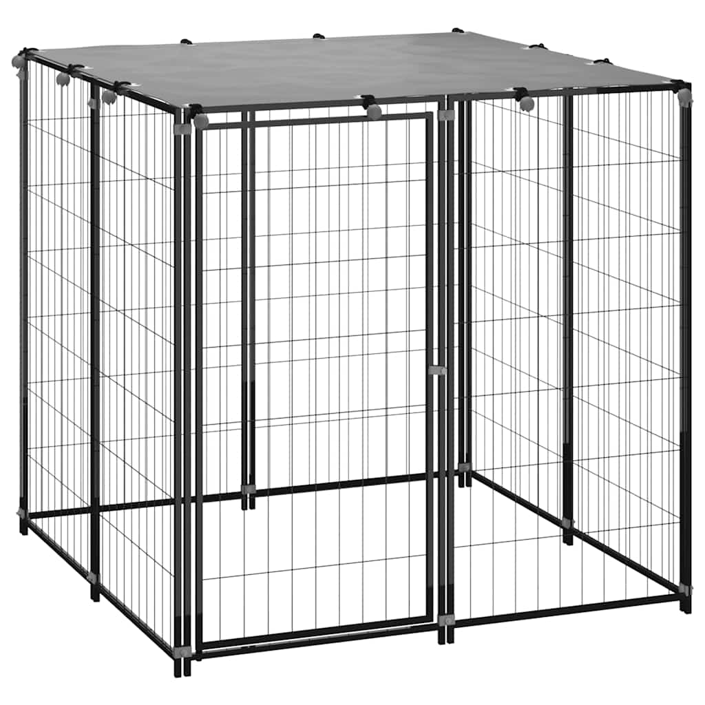 vidaXL Kojec dla psa, czarny, 110x110x110 cm, stalowy