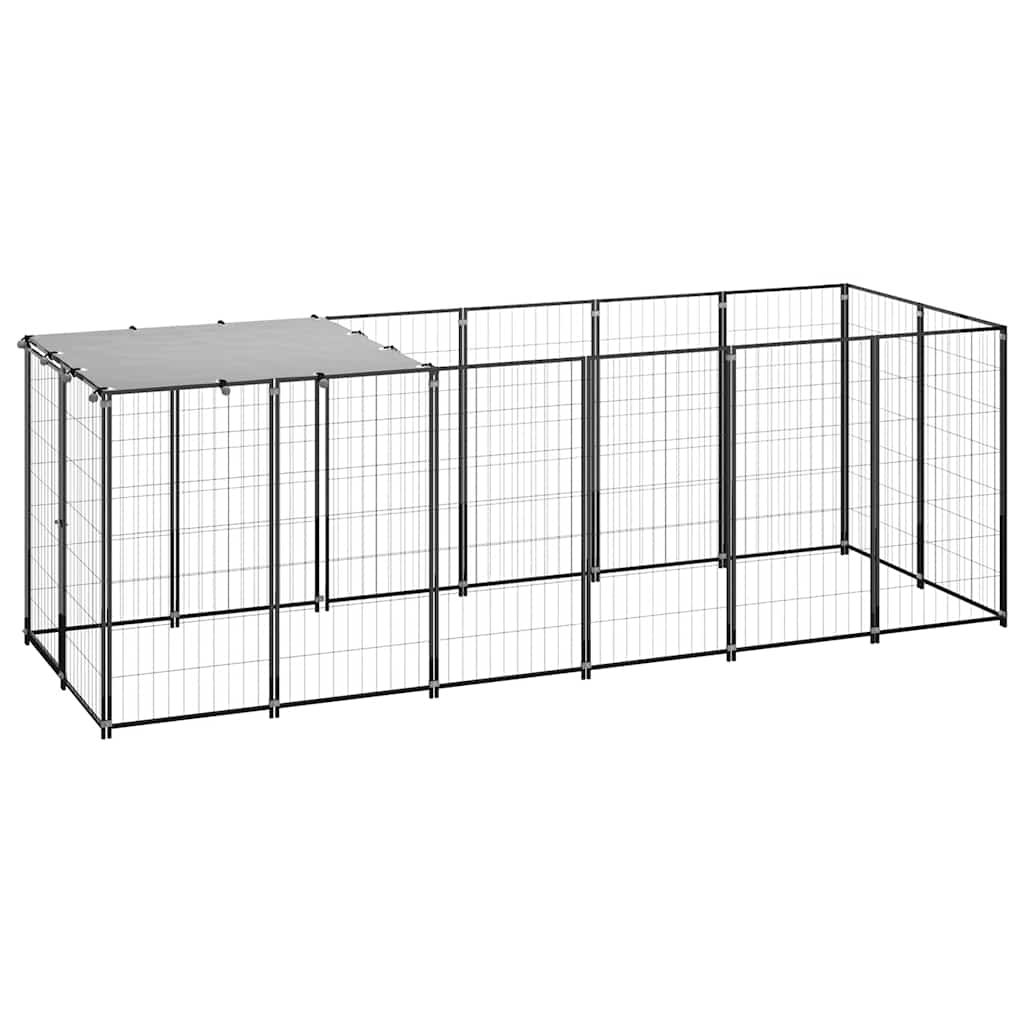 vidaXL Kojec dla psa, czarny, 330x110x110 cm, stalowy