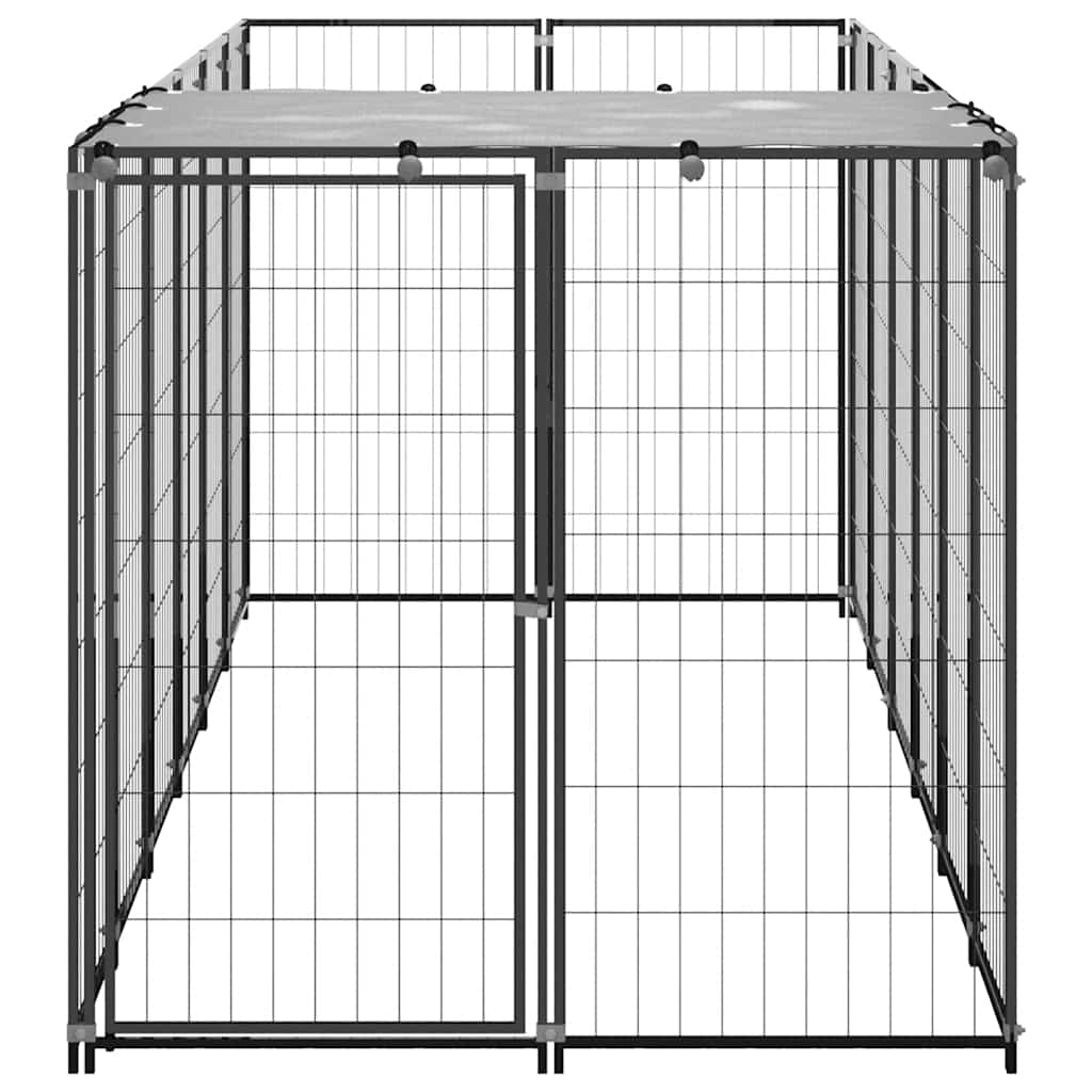 vidaXL Kojec dla psa, czarny, 330x110x110 cm, stalowy