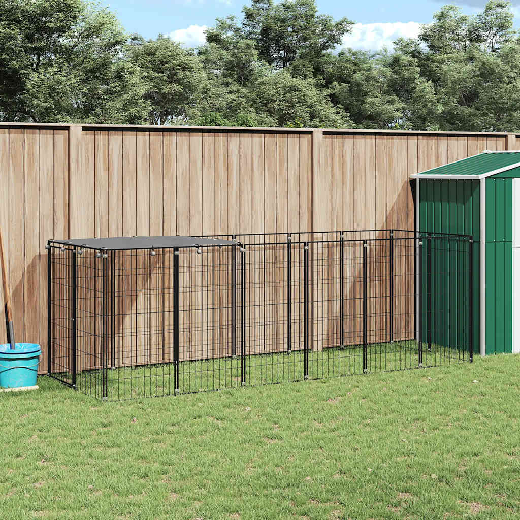 vidaXL Kojec dla psa, czarny, 330x110x110 cm, stalowy