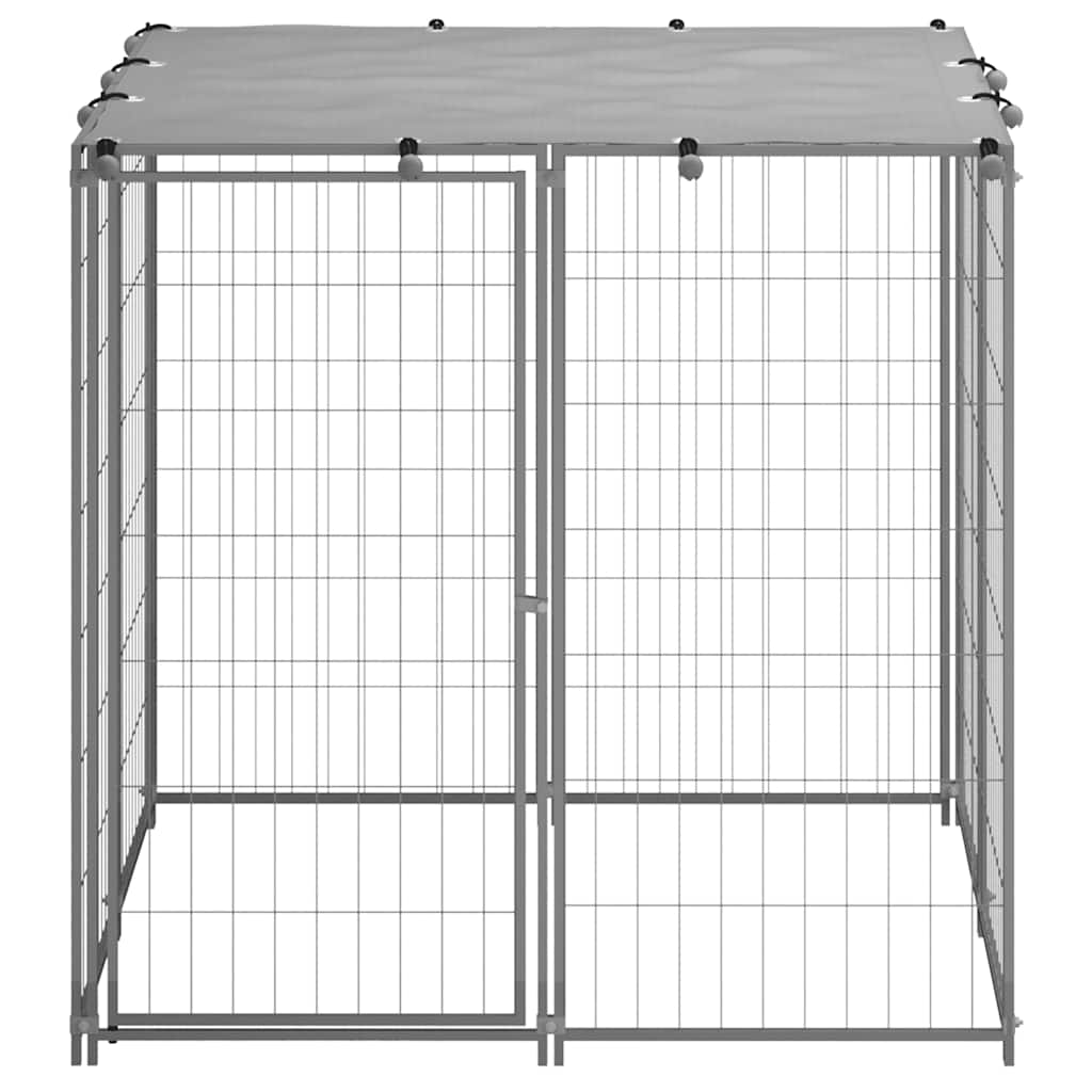 vidaXL Kojec dla psa, srebrny, 110x110x110 cm, stalowy