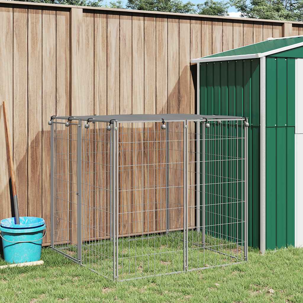 vidaXL Kojec dla psa, srebrny, 110x110x110 cm, stalowy