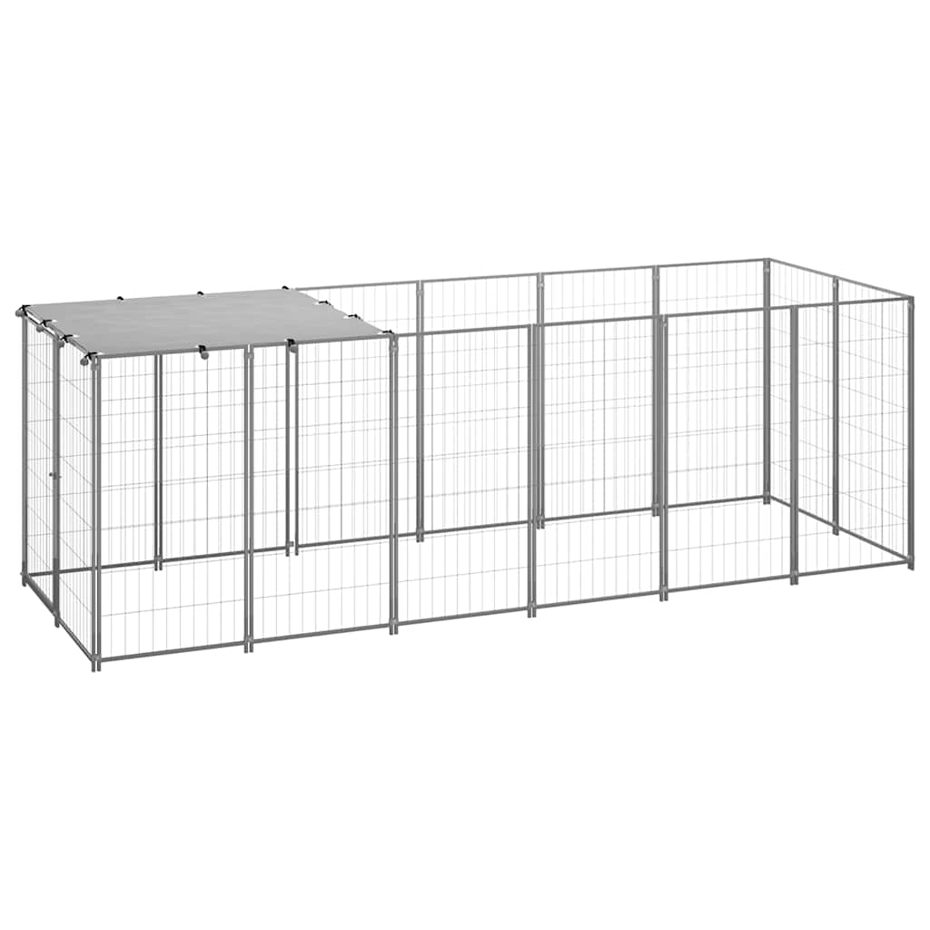 vidaXL Kojec dla psa, srebrny, 330x110x110 cm, stalowy