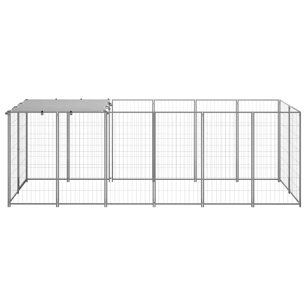 vidaXL Kojec dla psa, srebrny, 330x110x110 cm, stalowy
