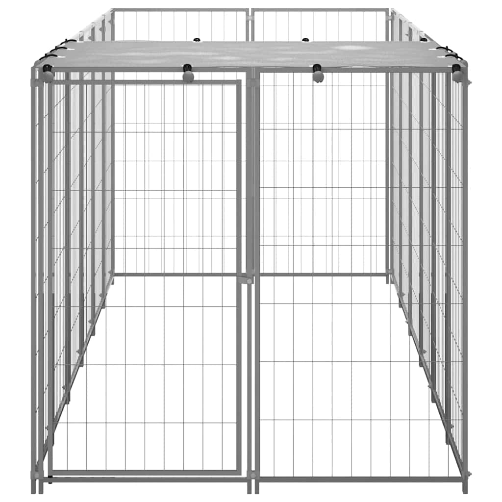 vidaXL Kojec dla psa, srebrny, 330x110x110 cm, stalowy