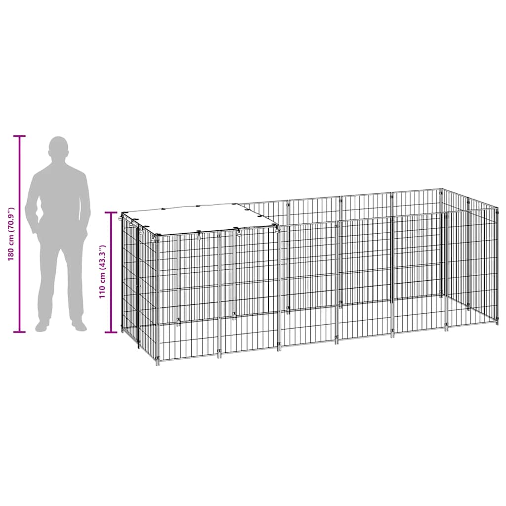 vidaXL Kojec dla psa, srebrny, 330x110x110 cm, stalowy