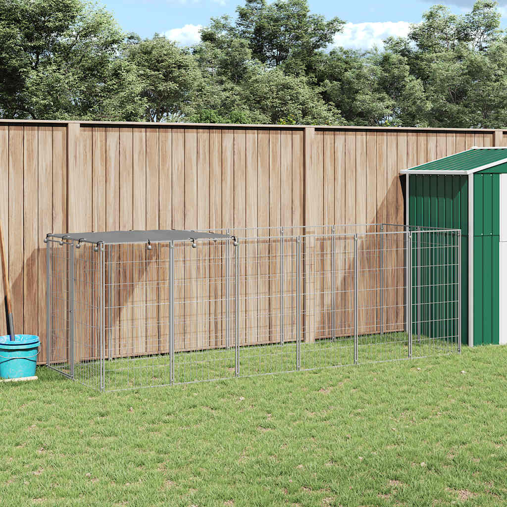 vidaXL Kojec dla psa, srebrny, 330x110x110 cm, stalowy