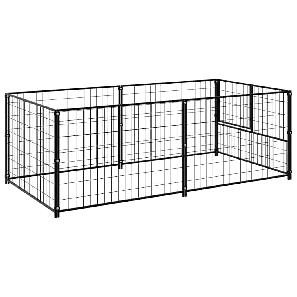 vidaXL Kojec dla psa, czarny, 200x100x70 cm, stalowy