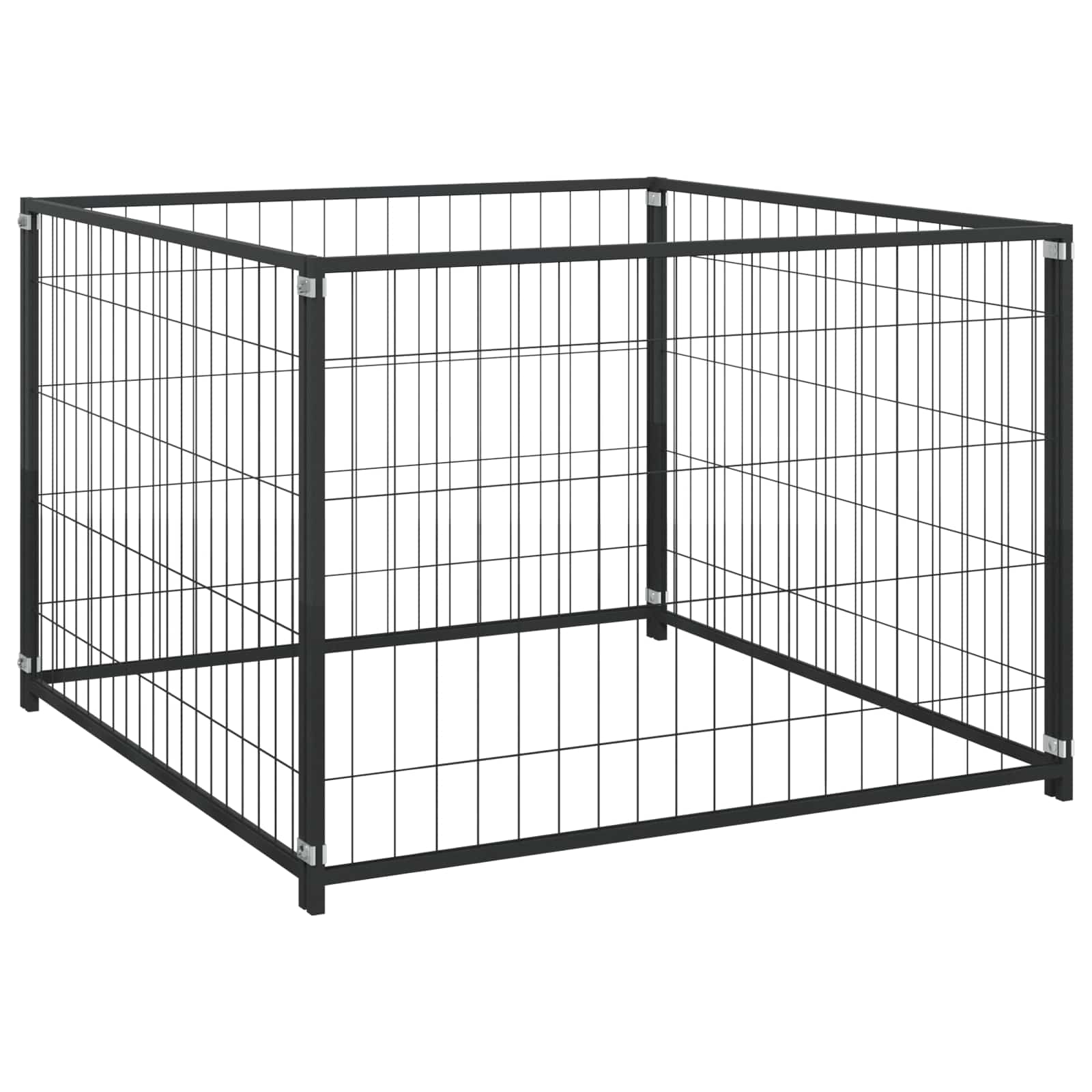 vidaXL Klatka dla zwierząt bez drzwi Czarny 300 x 100 x 70 cm Stal