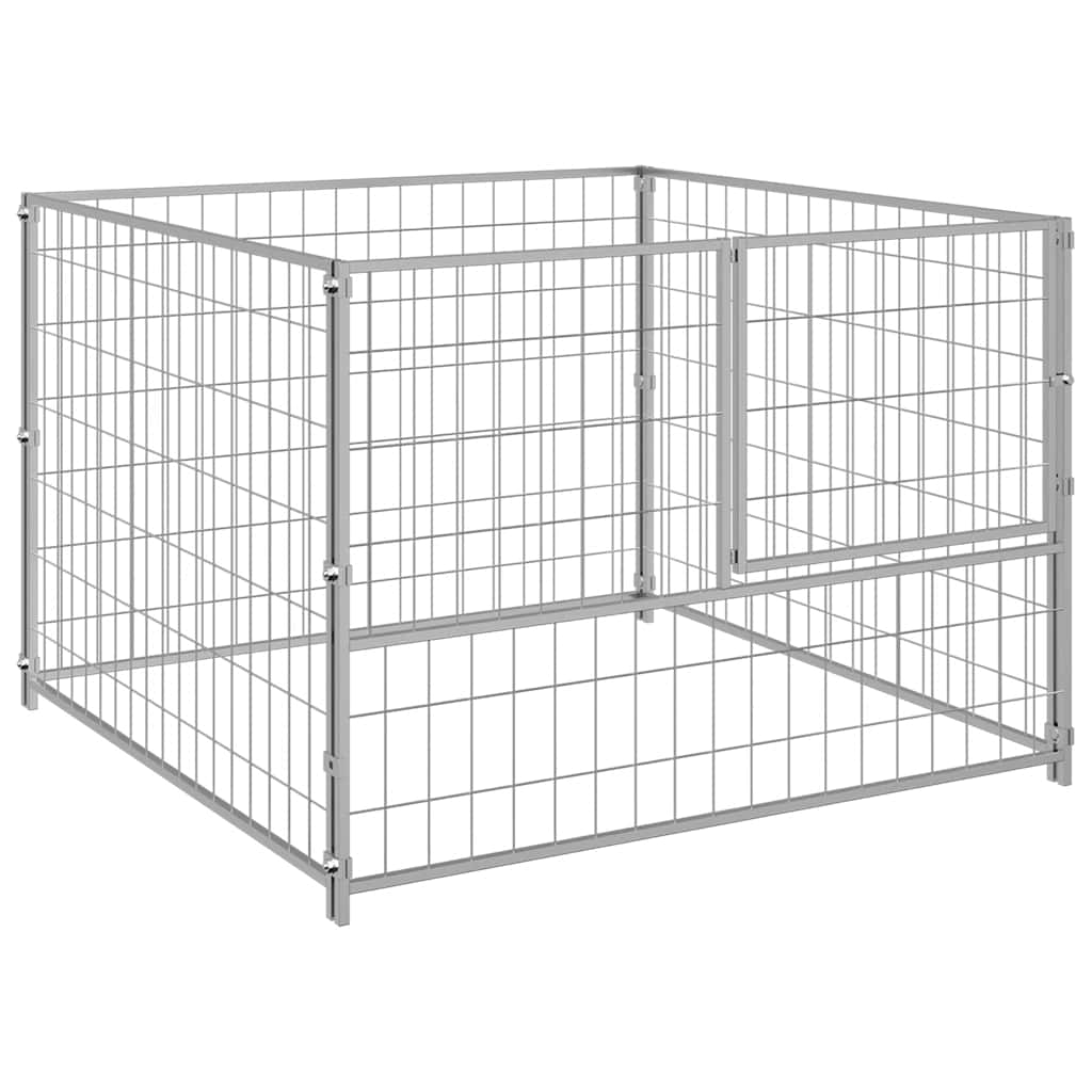 vidaXL Kojec dla psa, srebrny, 100x100x70 cm, stalowy
