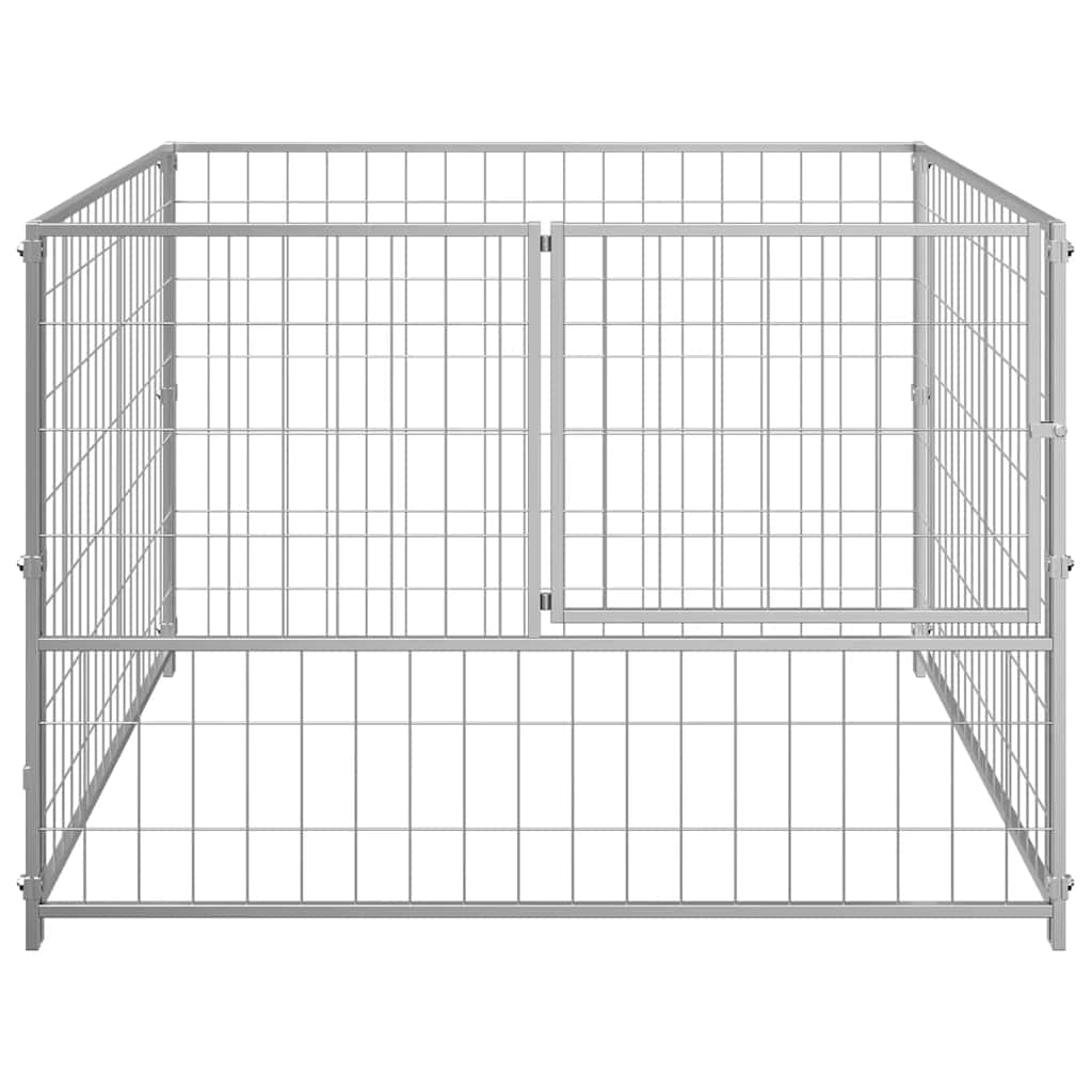 vidaXL Kojec dla psa, srebrny, 100x100x70 cm, stalowy