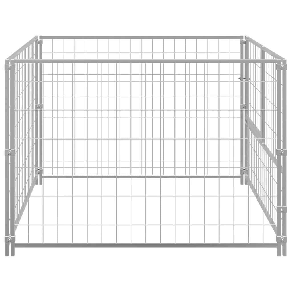 vidaXL Kojec dla psa, srebrny, 100x100x70 cm, stalowy