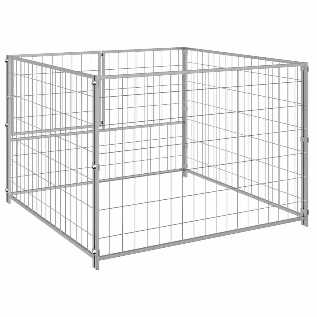 vidaXL Kojec dla psa, srebrny, 100x100x70 cm, stalowy