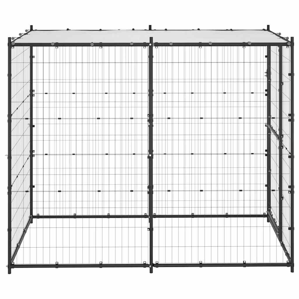 vidaXL Kojec dla psa z zadaszeniem, stalowy, 110x220x180 cm