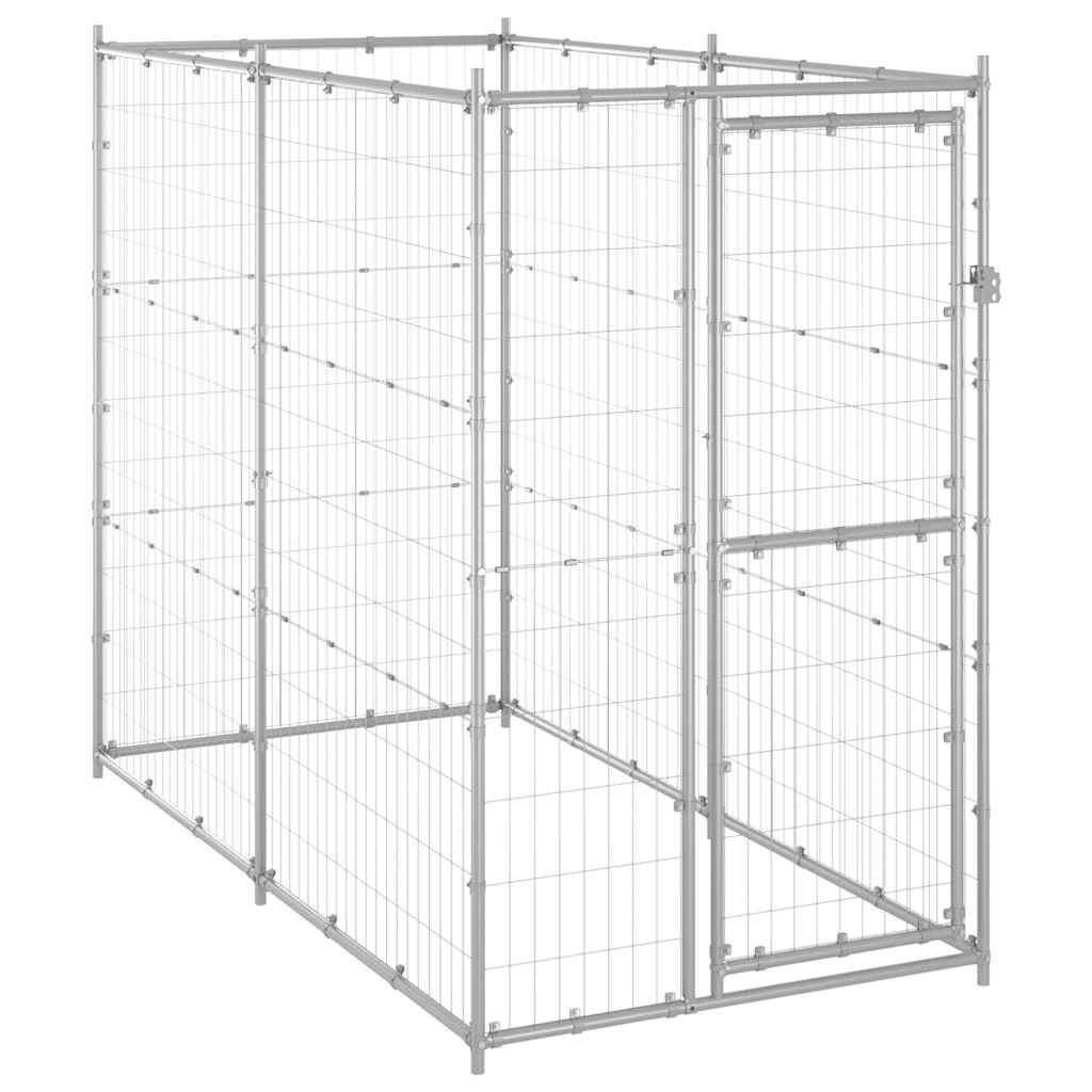vidaXL Zewnętrzny kojec dla psa, galwanizowana stal, 110x220x180 cm