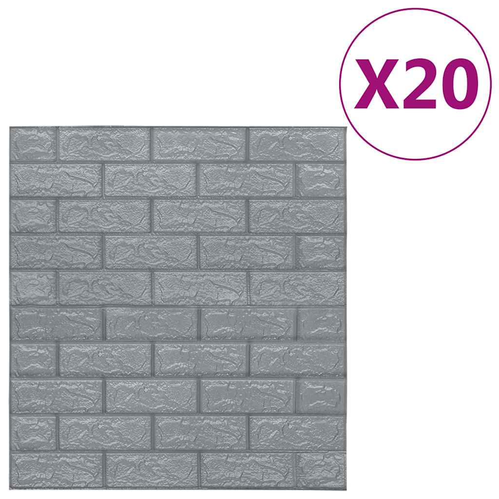 vidaXL Panele 3D z imitacją cegły, samoprzylepne, 20 szt., antracytowe