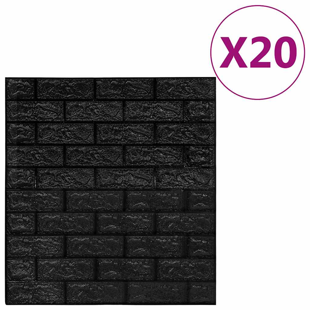 vidaXL Panele 3D z imitacją cegły, samoprzylepne, 20 szt., czarne