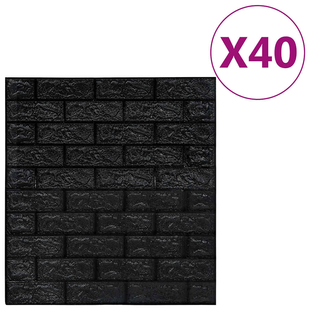 vidaXL Panele 3D z imitacją cegły, samoprzylepne, 40 szt., czarne