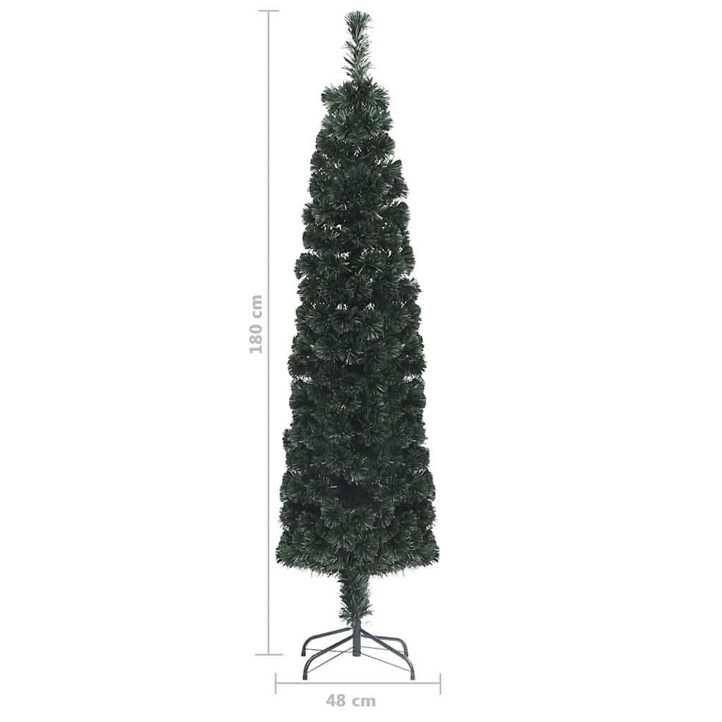 vidaXL Sztuczna, wąska choinka ze stojakiem, 180 cm, włókno optyczne