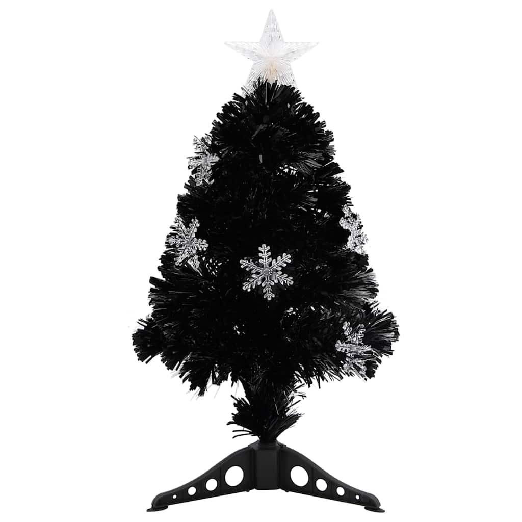 vidaXL Choinka ze śnieżynkami LED, czarna, 64 cm, światłowodowa